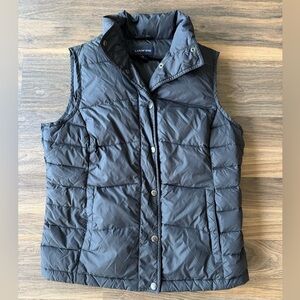 Lands End Down Puffer Vest Womens Size Small Black Pockets Full Zip Outdoor
